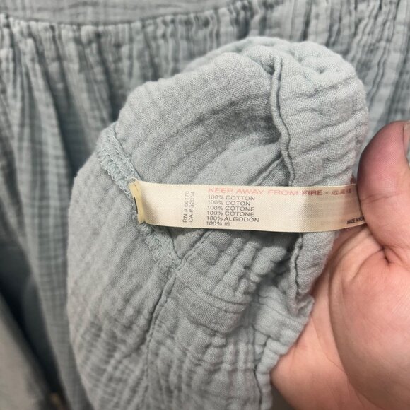 Free people Light Blue Gauze Long Sleeve Babydoll tunic XS Ruffled Neck & Wooden - Picture 5 of 9